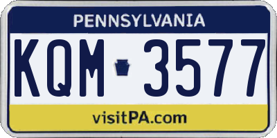 PA license plate KQM3577