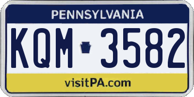 PA license plate KQM3582