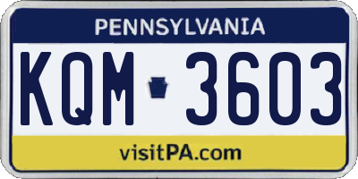 PA license plate KQM3603