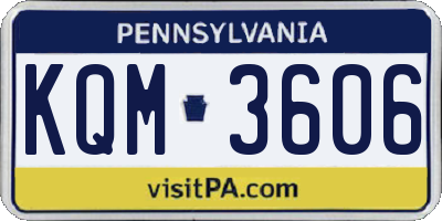 PA license plate KQM3606