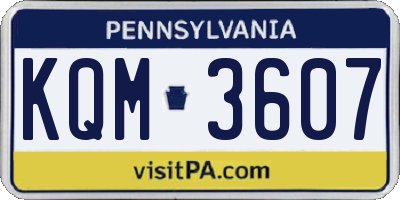 PA license plate KQM3607