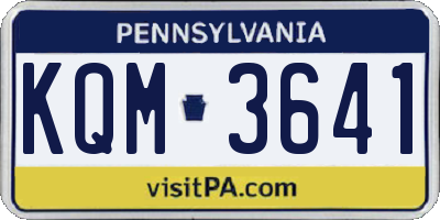 PA license plate KQM3641