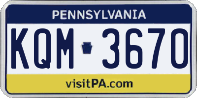PA license plate KQM3670