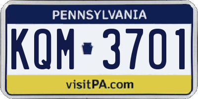 PA license plate KQM3701
