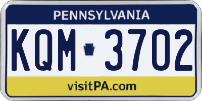 PA license plate KQM3702