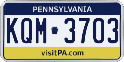 PA license plate KQM3703