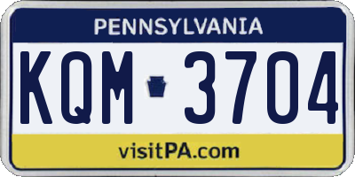 PA license plate KQM3704