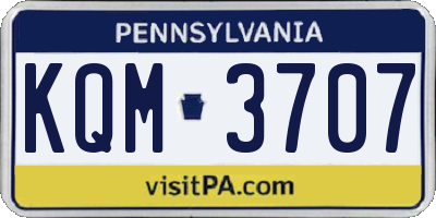 PA license plate KQM3707