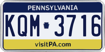 PA license plate KQM3716