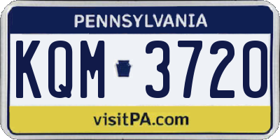 PA license plate KQM3720