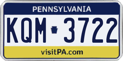 PA license plate KQM3722
