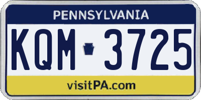 PA license plate KQM3725