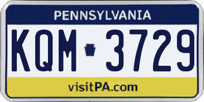 PA license plate KQM3729