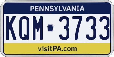PA license plate KQM3733