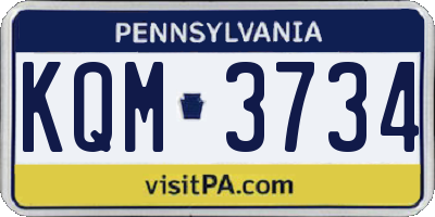 PA license plate KQM3734