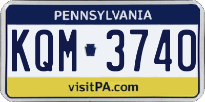 PA license plate KQM3740