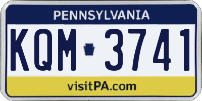 PA license plate KQM3741