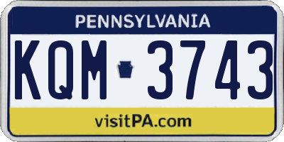 PA license plate KQM3743