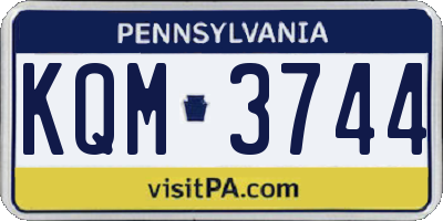 PA license plate KQM3744