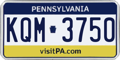 PA license plate KQM3750