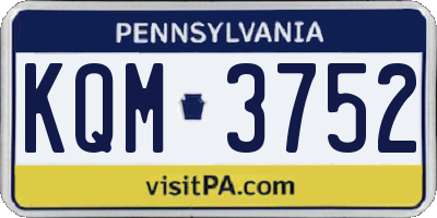 PA license plate KQM3752