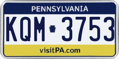 PA license plate KQM3753