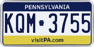 PA license plate KQM3755