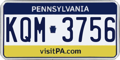 PA license plate KQM3756