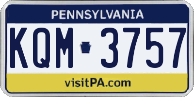 PA license plate KQM3757