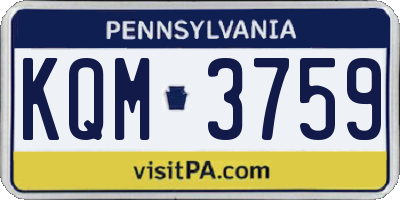 PA license plate KQM3759