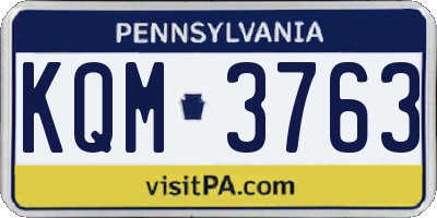 PA license plate KQM3763