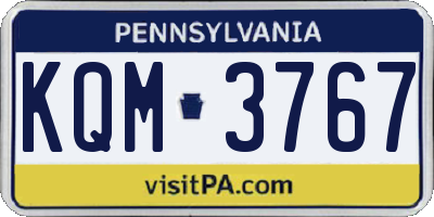 PA license plate KQM3767