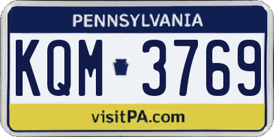 PA license plate KQM3769
