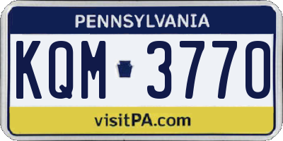 PA license plate KQM3770