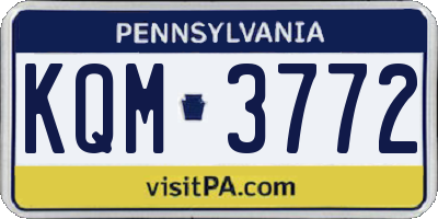 PA license plate KQM3772