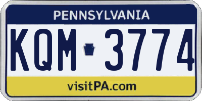 PA license plate KQM3774