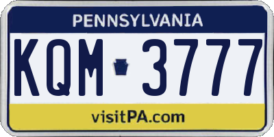 PA license plate KQM3777