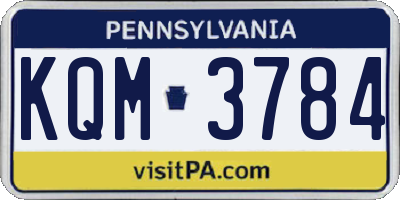 PA license plate KQM3784