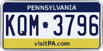 PA license plate KQM3796