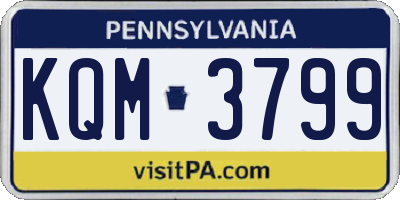 PA license plate KQM3799