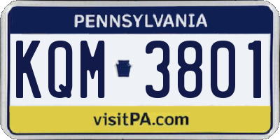 PA license plate KQM3801