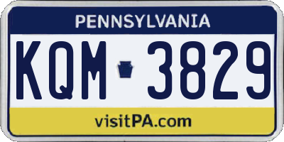 PA license plate KQM3829