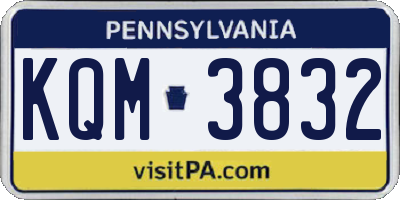 PA license plate KQM3832