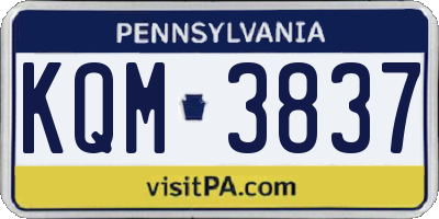PA license plate KQM3837