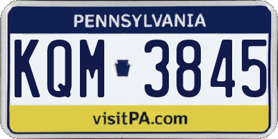 PA license plate KQM3845