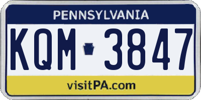 PA license plate KQM3847
