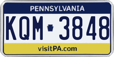 PA license plate KQM3848
