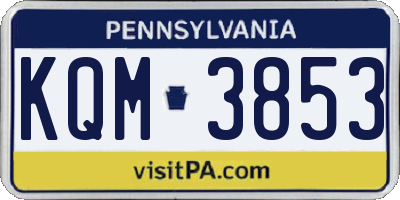 PA license plate KQM3853