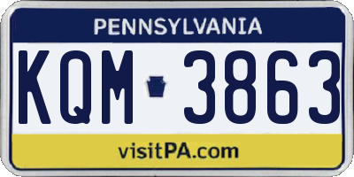 PA license plate KQM3863