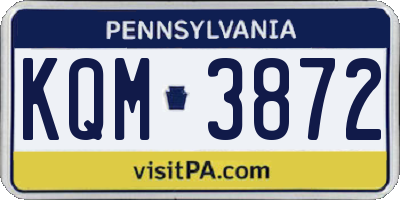 PA license plate KQM3872
